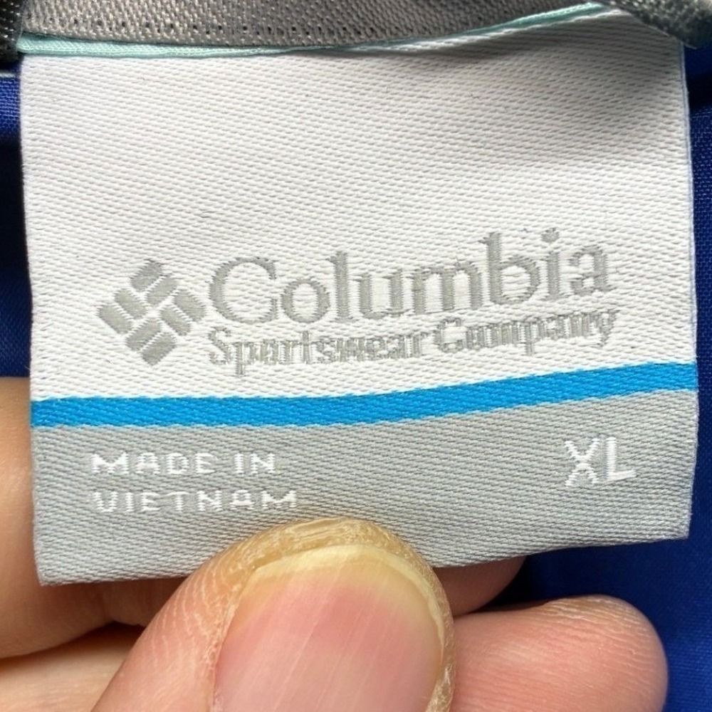 Columbia Colorblock Windbreaker Jacket Womens XL Blue Hooded Outdoor Hiking - Picture 5 of 11
